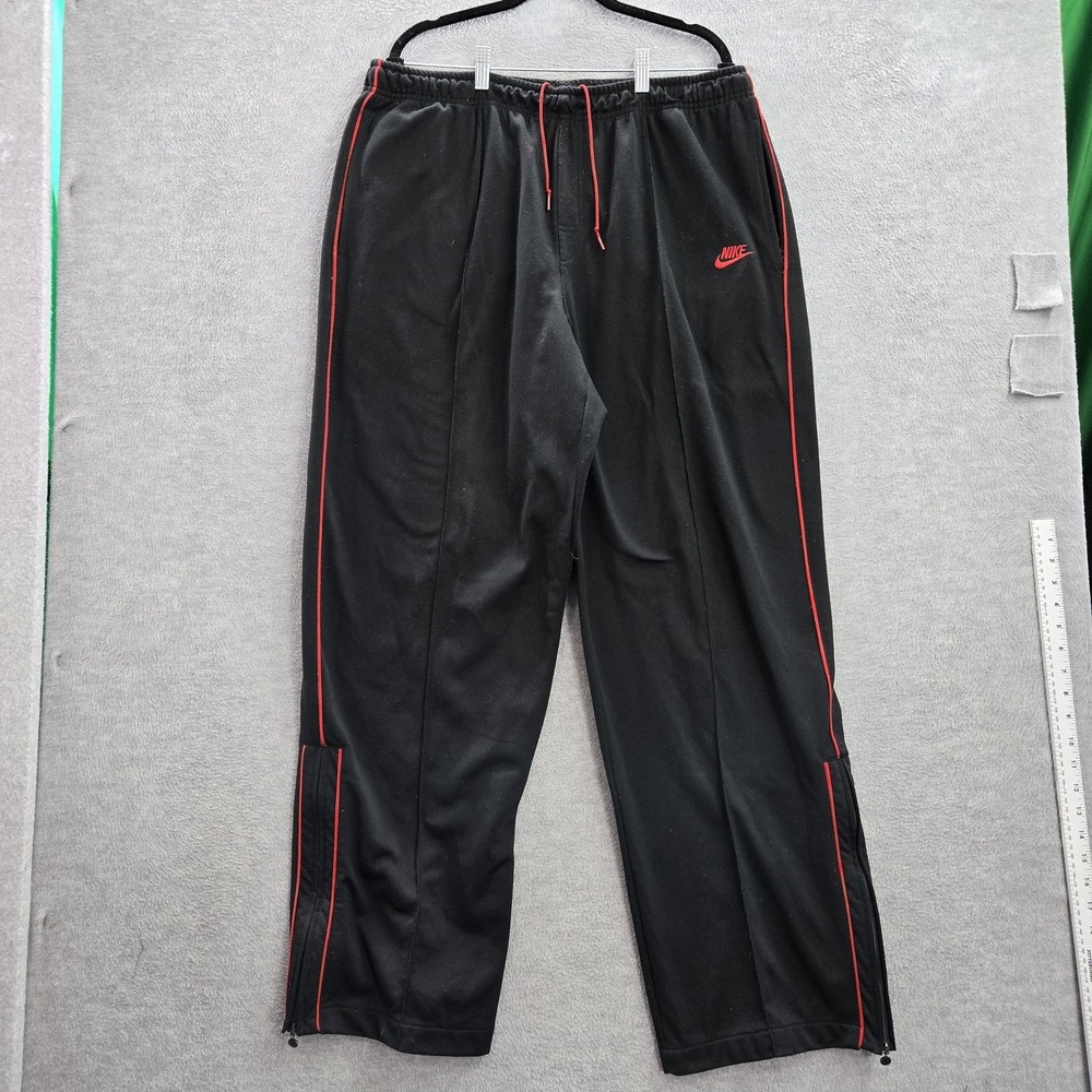 VINTAGE Nike Men Activewear Pants XL Black Swoosh Embroidery Track Logo‎ 90s Y2K
